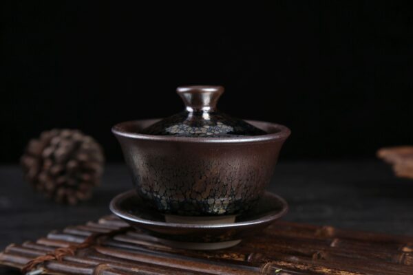 Jianzhan "Oil Spot" Hand-Made Stoneware Gaiwan