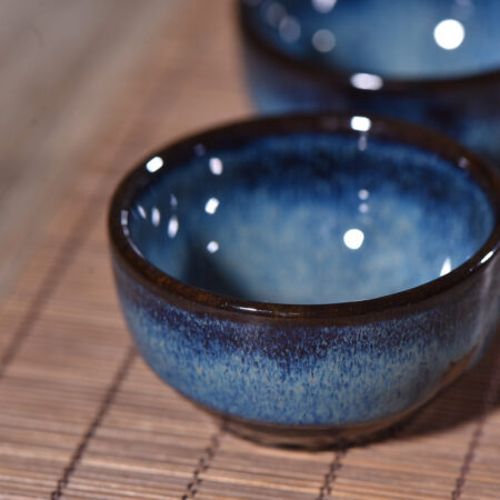 Cobalt Blue Gradient Glazed Tea Cups for Gong Fu Tea * Set of 2