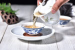 "Bamboo on White" Gaiwan and Tea Boat for Elegant Gong Fu Tea Brewing