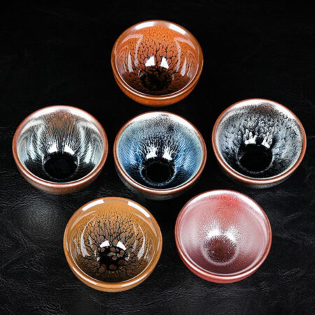 Jianzhan "Dragon Egg" Set of 6 Stoneware Cups