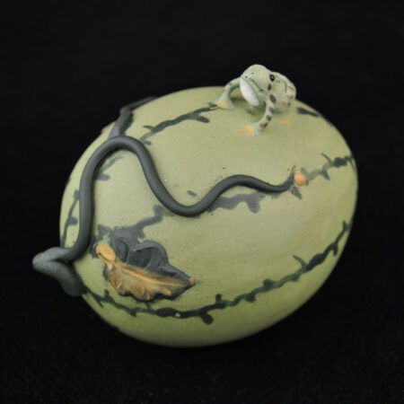 Yixing Clay Tea Mascot "Frog on a Watermelon" Statue